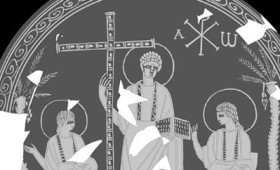 Αγένειος Ιησούς σε αρχαία γυάλινη πιατέλα Αγένειος Ιησούς σε αρχαία γυάλινη πιατέλα