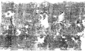Αρχαίο ελληνικό κείμενο σε πάπυρο που κάηκε από την έκρηξη του Βεζούβιου Αρχαίο ελληνικό κείμενο σε πάπυρο που κάηκε από την έκρηξη του Βεζούβιου